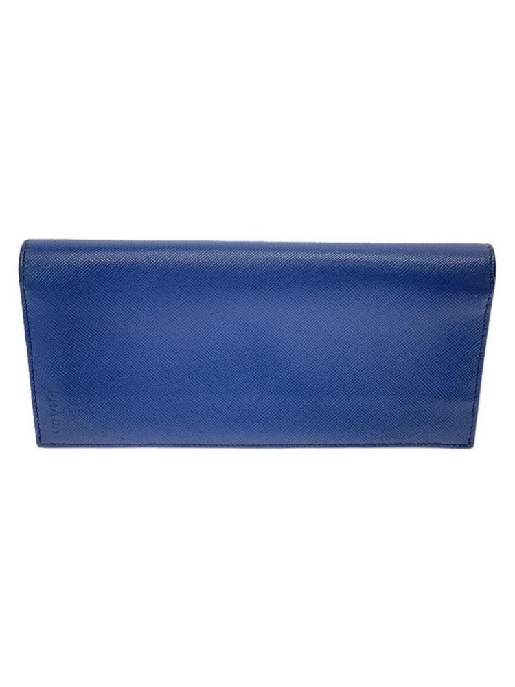 PRADA Men's Long Plain Blue Leather Wallet