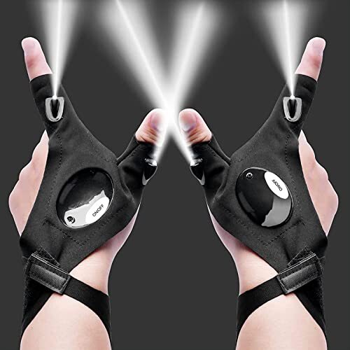 Fathers Day Dad Gifts from Daughter Son Wife LED Flashlight Gloves Black-image