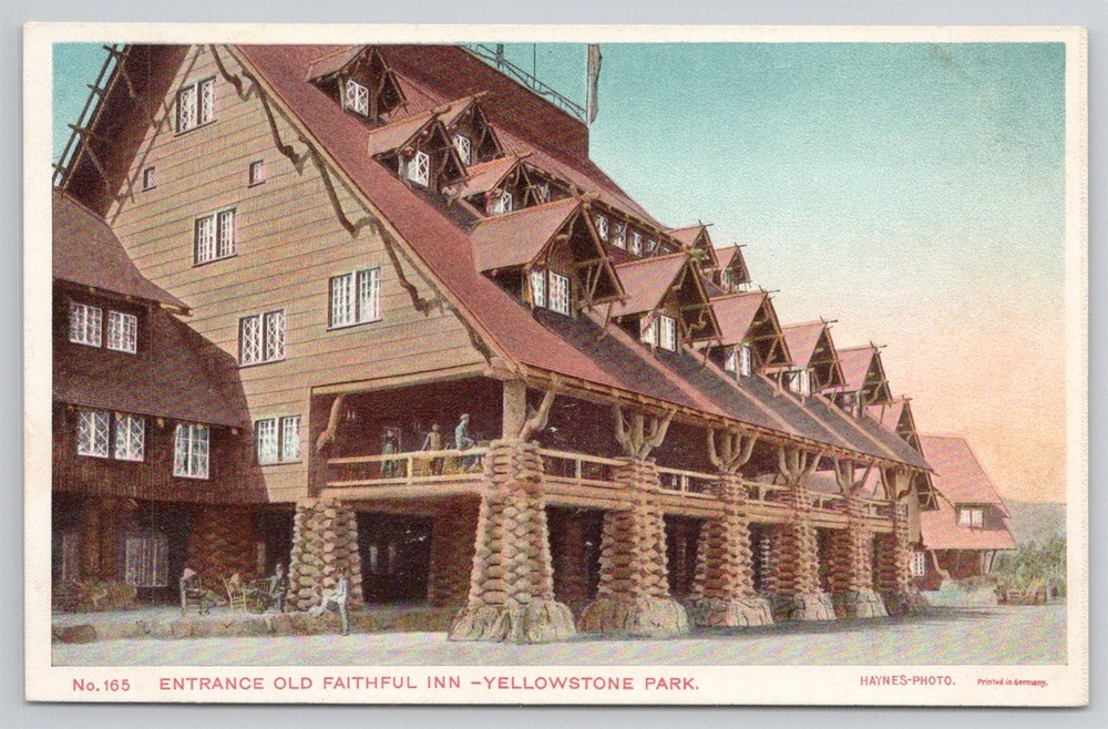 Yellowstone Park Haynes Photo No 165 Old Faithful Inn 100 Series Postcard AK8