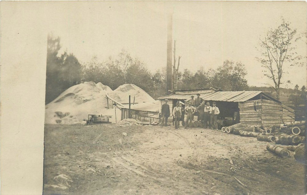 c1910 Washington Maine Lumber Sawmill workers Cunningham RPPC Postcard 25-1443