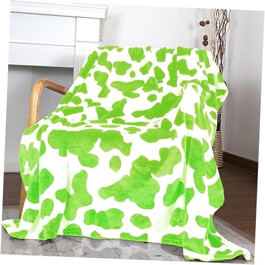 Green Cow Print Blanket Soft Warm Plush Cow Blankets and Throws Lightweight