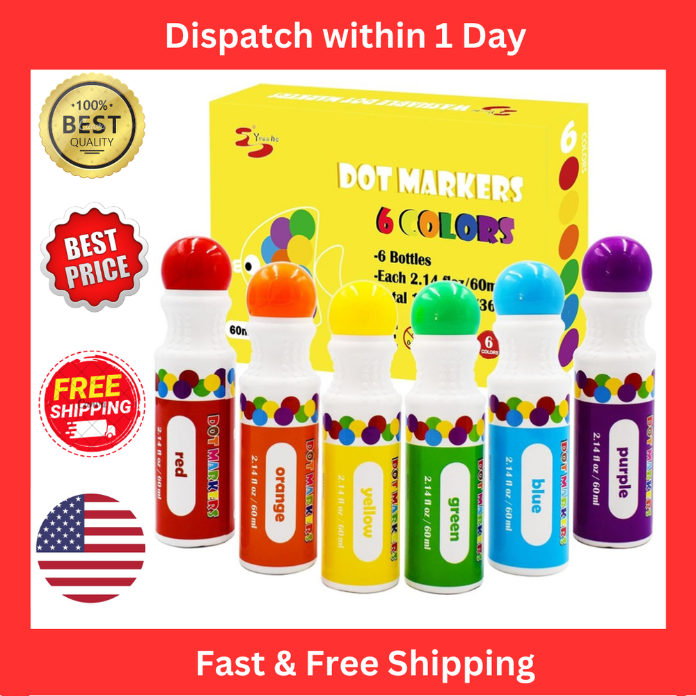 Juego de 6 marcadores de puntos Yuanhe Bingo Daubers colores mixtos