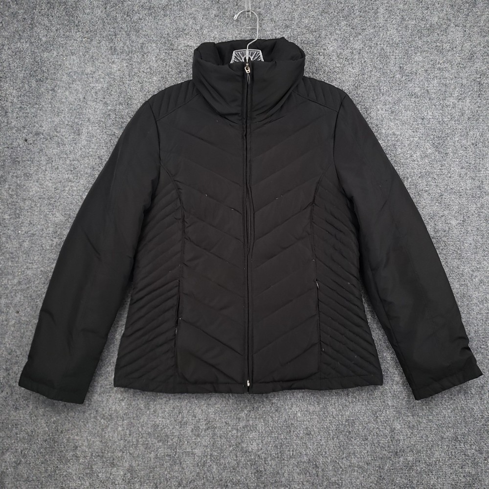 Kenneth Cole Reaction Jacket Womens M Medium Black Down Puffer Full Zip Outdoor-image
