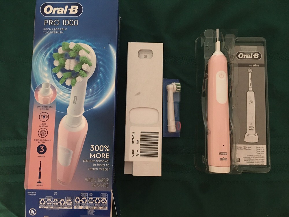 Oral-B Pro 1000  Electric Toothbrush Rechargeable PINK  NEWEST 3 Mode Model