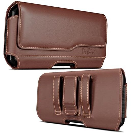 DeBin Holster for iPhone 15, 15 Pro 14, 14 Pro, 13 Small Phone Models Brown