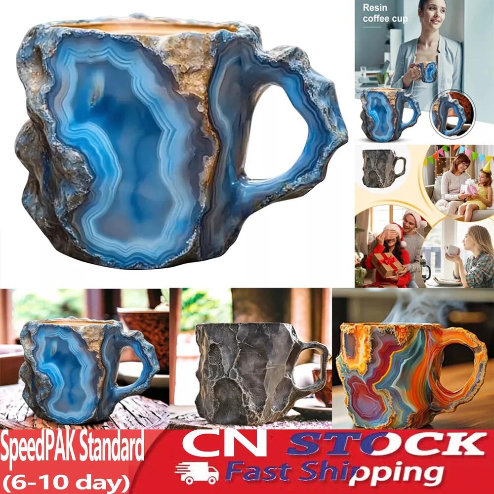 400ml Mineral Crystal Coffee Mugs Translucent Resin Crystal Coffee Cup Handmade