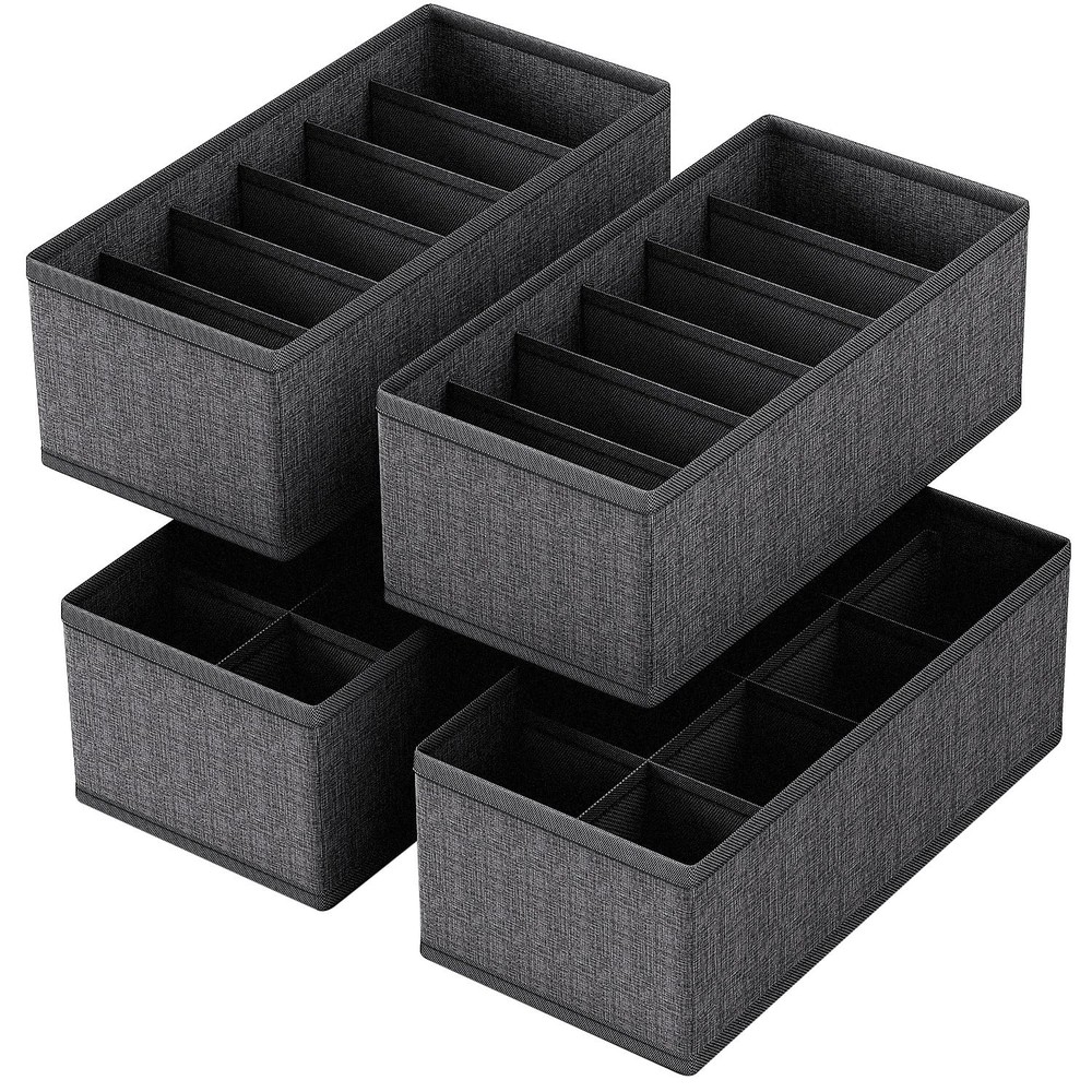 4 PACK Sock Underwear Drawer Organizer Dividers, Collapsible Cabinet Closet S...