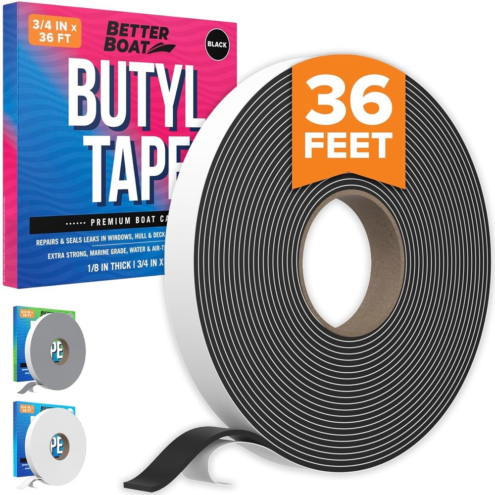 Butyl Tape for RV and Marine Window Sealing 1/8 Inch Black Double-Sided Putty Tape
