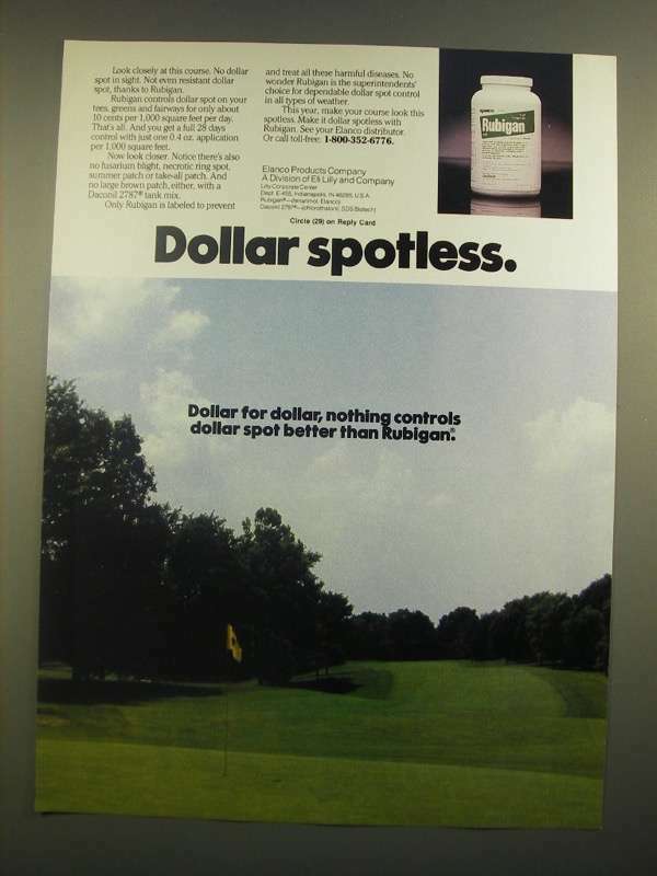 1988 Elanco Rubigan Ad - Dollar Spotless