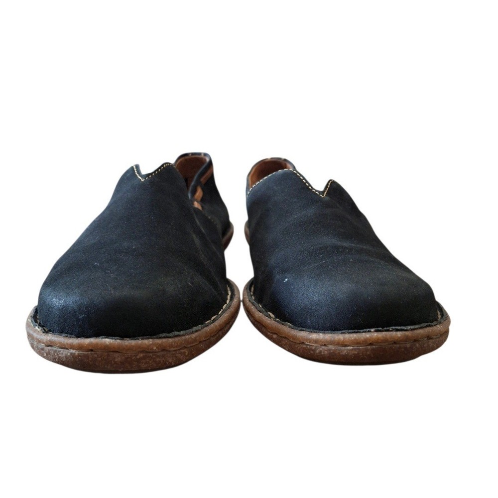 Born Leather Naya Loafers Slip On Black V-Cut Vamp Womens Size 38/ US 7.5