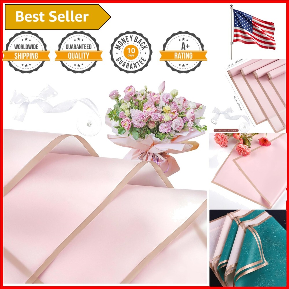 Versatile 20-Count Pink Floral Wrapping Paper with 16.4 ft Ribbon for Events