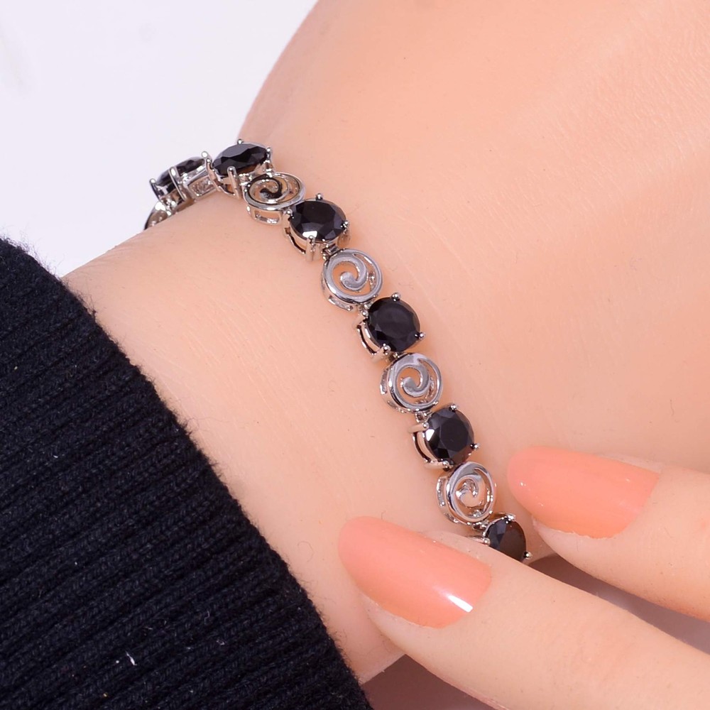 Black Onyx 925 Sterling Silver Tennis Bracelet 7.99