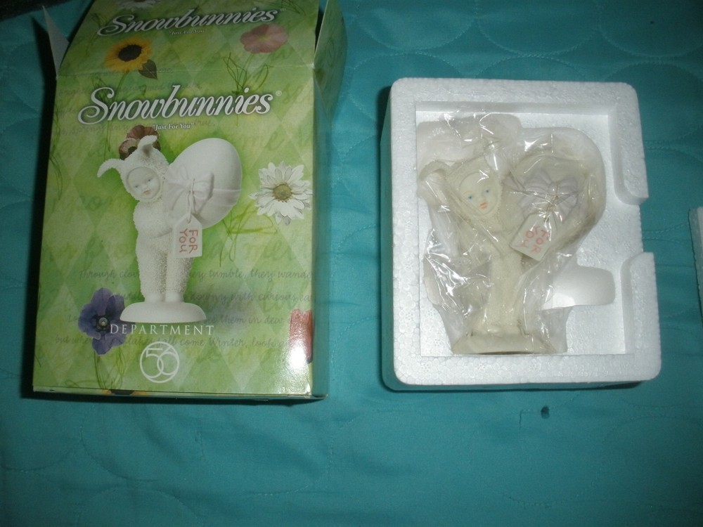 SnowBabies Dept 56 Snowbunnies 1999 Just For You Figurine Easter Egg Present Gif