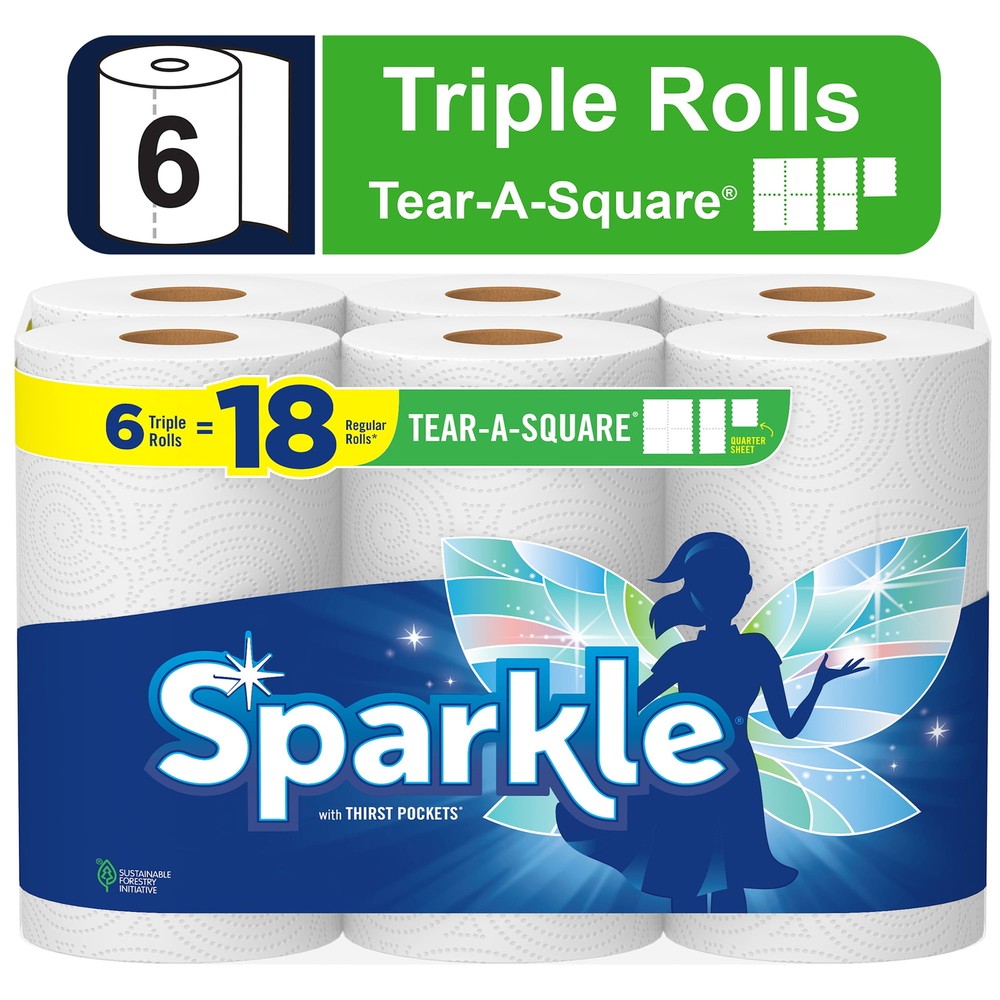 Sparkle Tear-A-Square 6 Triple Roll Paper Towels  
