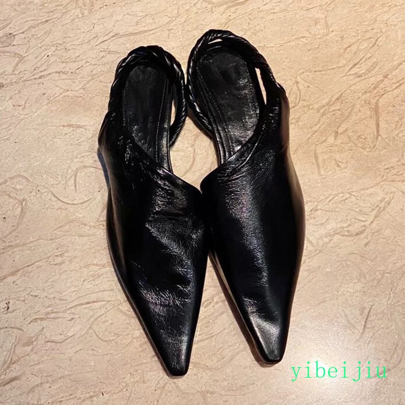 Women's Half Slippers Flat Pointed Toe Slingback Shoes Mules Casual Comfort Lady