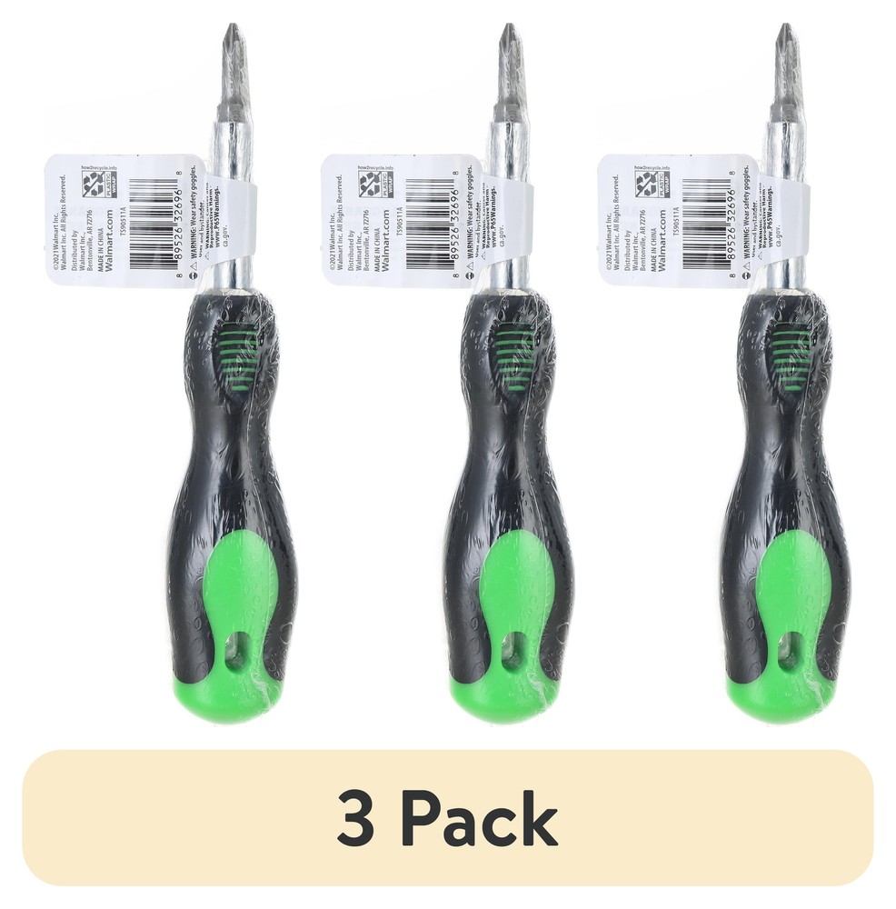 3-Pack 6-in-1 Screwdriver Set with Phillips Slotted and Nut Drivers TS90511A