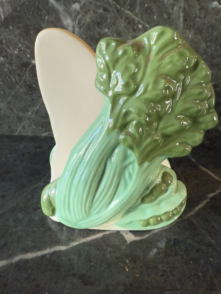 Vintage Hobbyist Corn on the Cob and Celery ceramic napkin holder, EUC