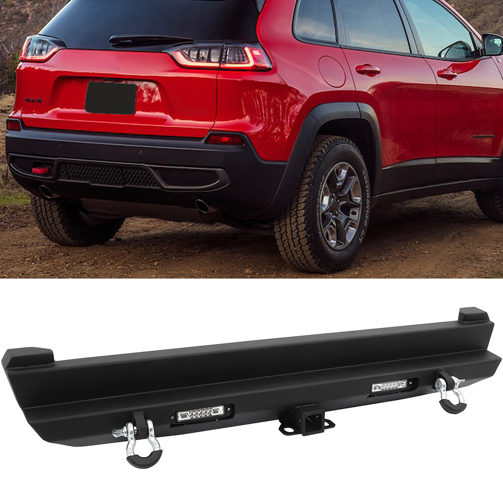 PICKOOR Steel Rear Bumper Guard LED Light Bar Fog Lamps For JEEP Cherokee