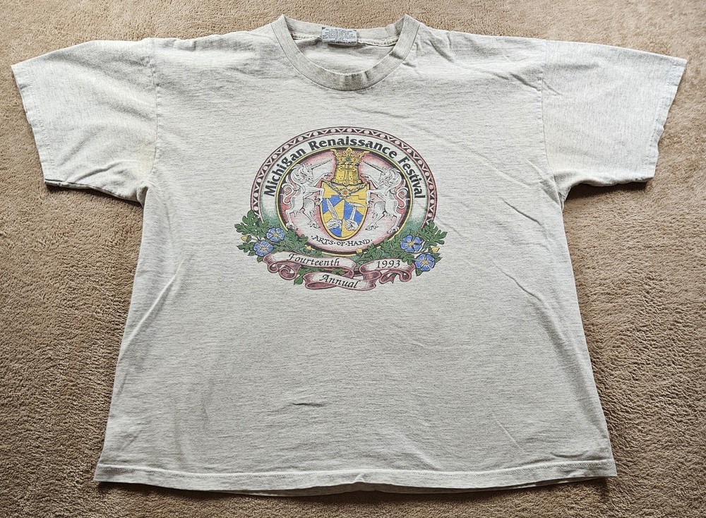 VINTAGE Michigan Renaissance 1993 Festival T-shirt 90s USA Made XL FAST SHIPPING