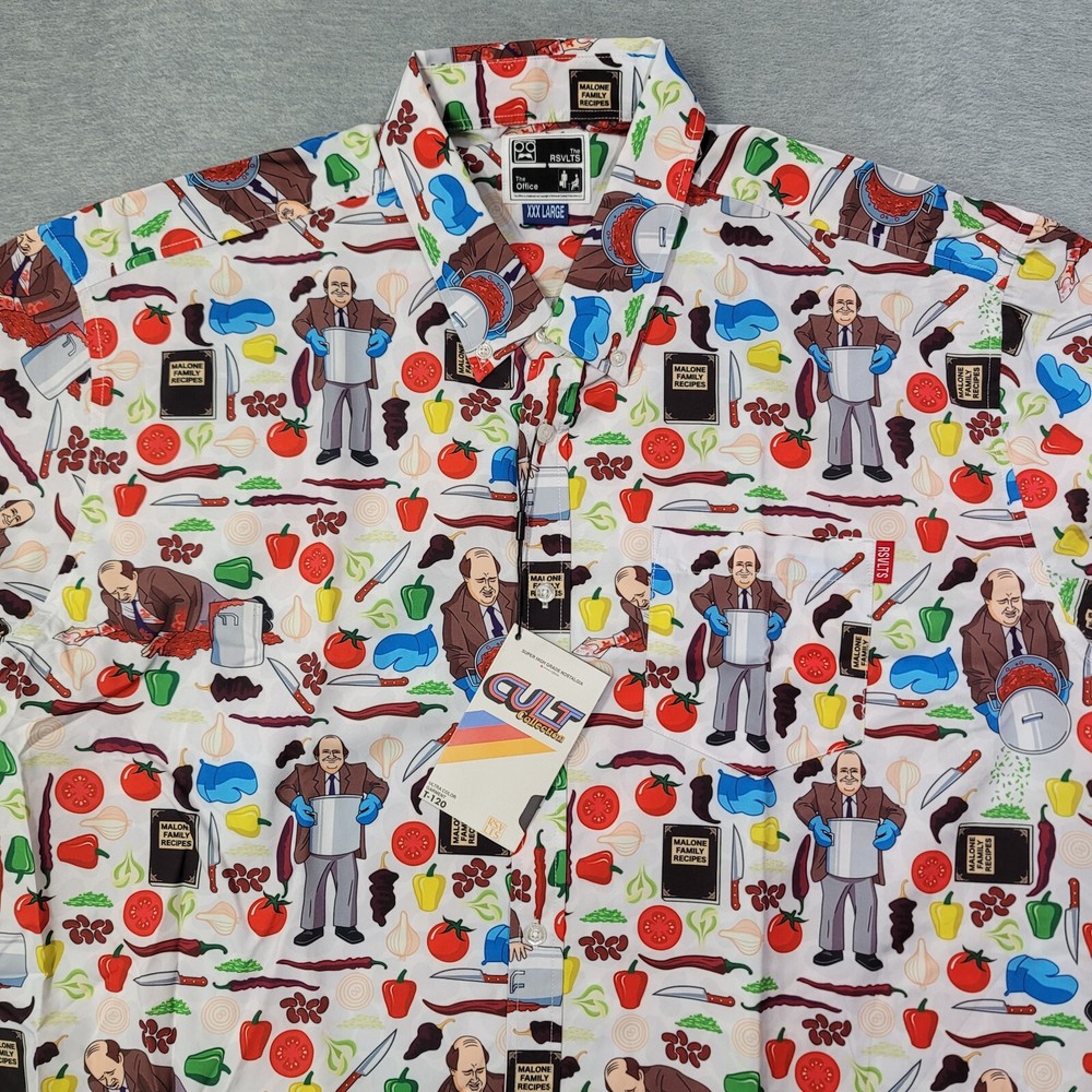 The RSVLTS Shirt Mens 3XL White The Office Kevin's Chili Cult Collection NWT