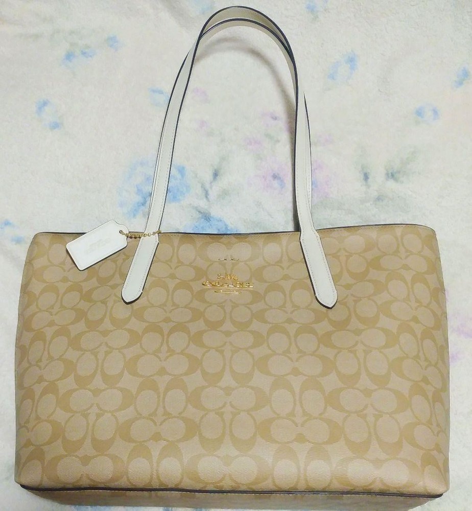 COACH Signature Light Beige Tote Bag 4455