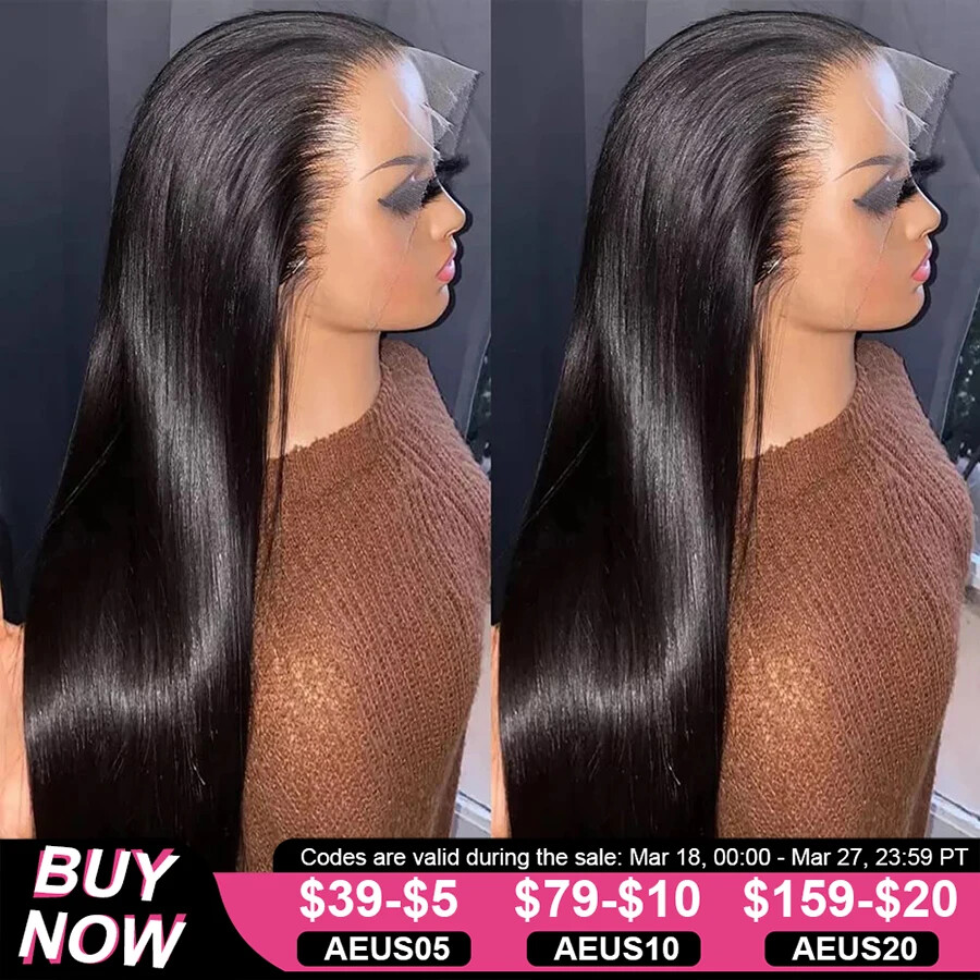 Straight 180 Density Human Hair Lace Front Wig 13x4 13x6 HD Lace for Women