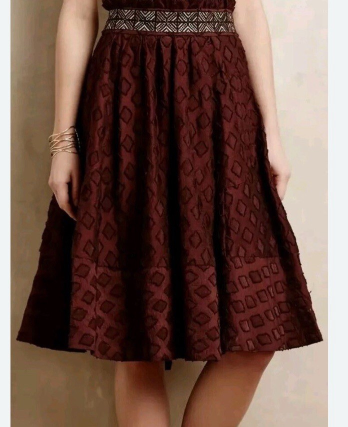 Anthropologie Diamond-Cut Midi Skirt by Maeve Size 4