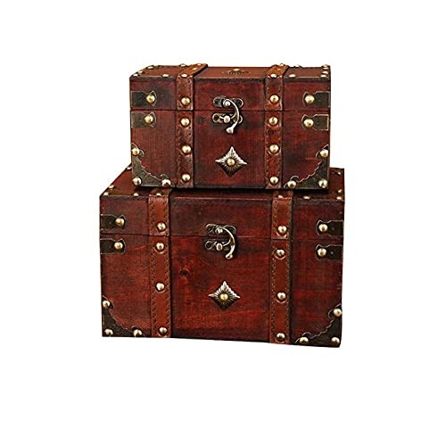 Vintage Treasure Lock Storage – Handmade Wooden Decorative Chest, Perfect Kee...