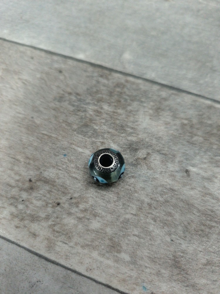 Pandora S925 Sterling Silver Blue Murano Glass Ladybug Bead Charm ALE