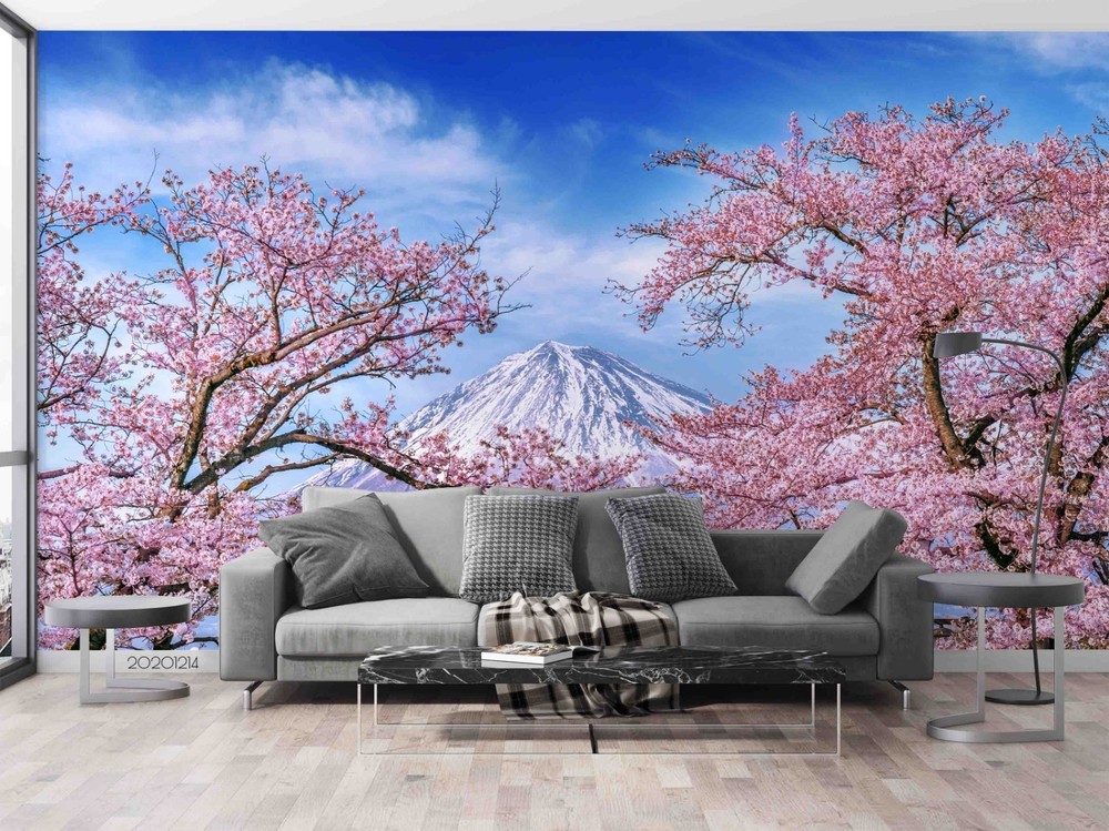 3D Mount Fuji Cherry Blossom Landscape Wall Murals Wallpaper Murals Wall Sticker