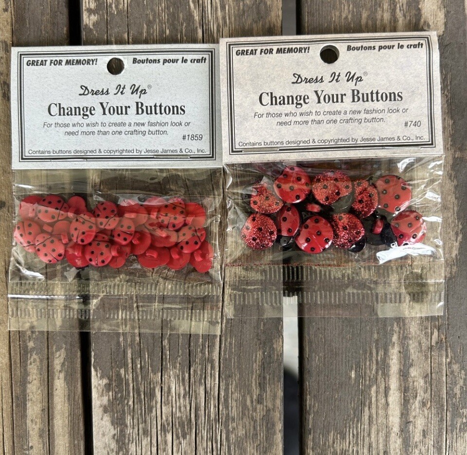 Dress It Up Buttons by Jesse James Co Lot Of 2 Lady Bug Buttons