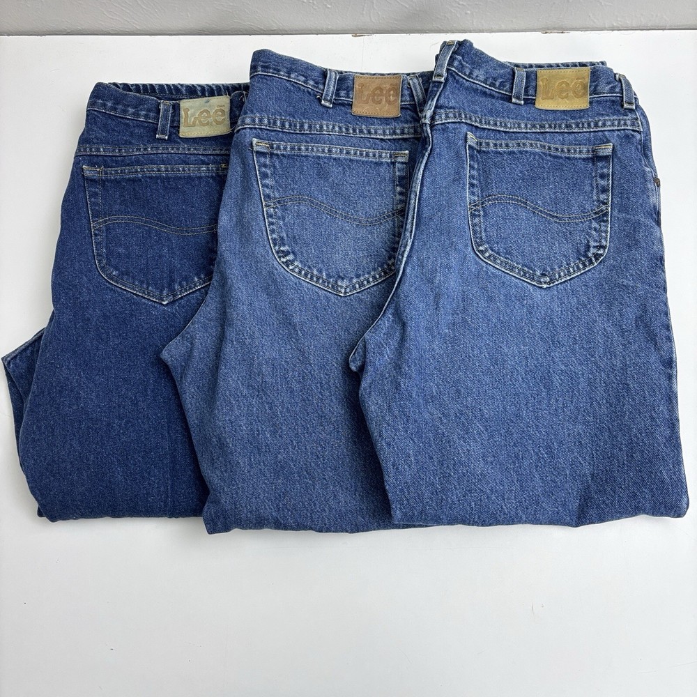 Lee Jeans Men's 38x30 Blue Regular Straight Workwear Denim 3 Pack - Actual 36x30