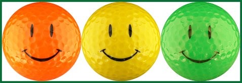 Happy Face Neon Bright Colorful Golf Ball Gift Set