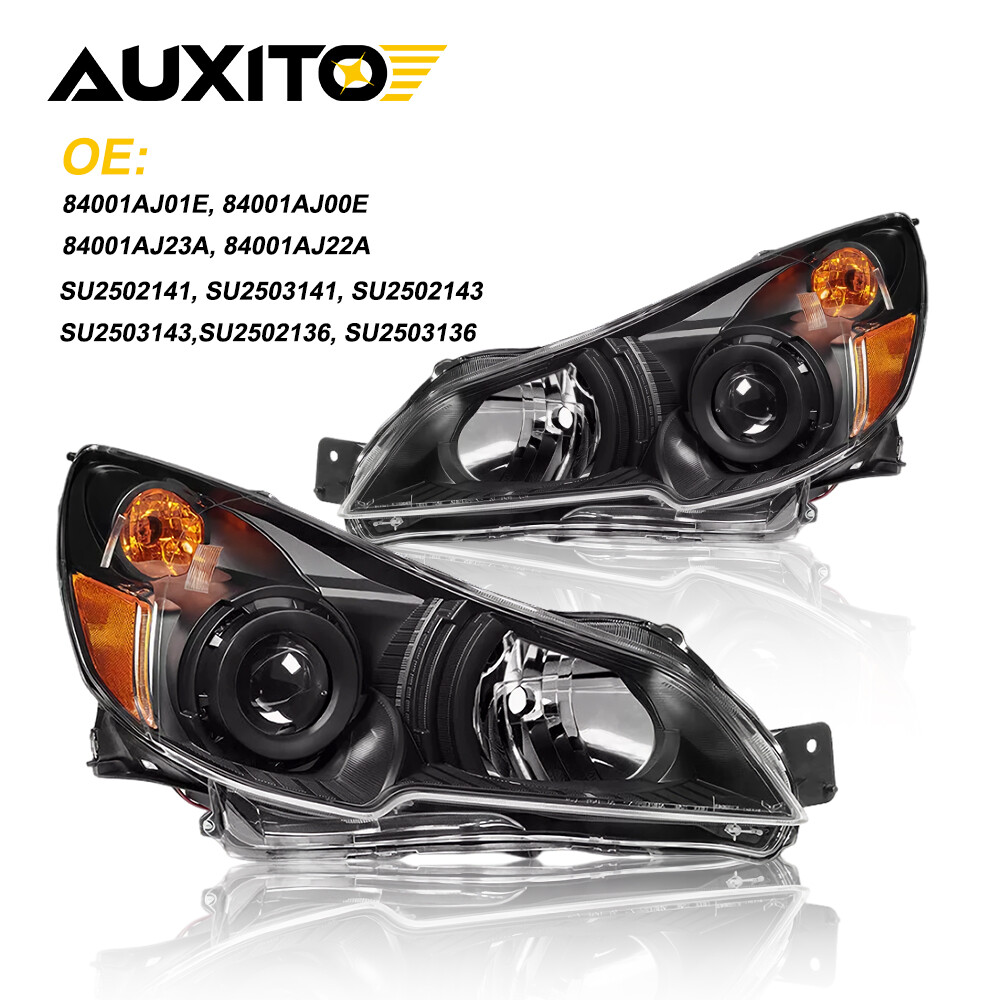 2x Headlight Clear Lens Black Housing Assembly For 2010-2014 Subaru Legacy