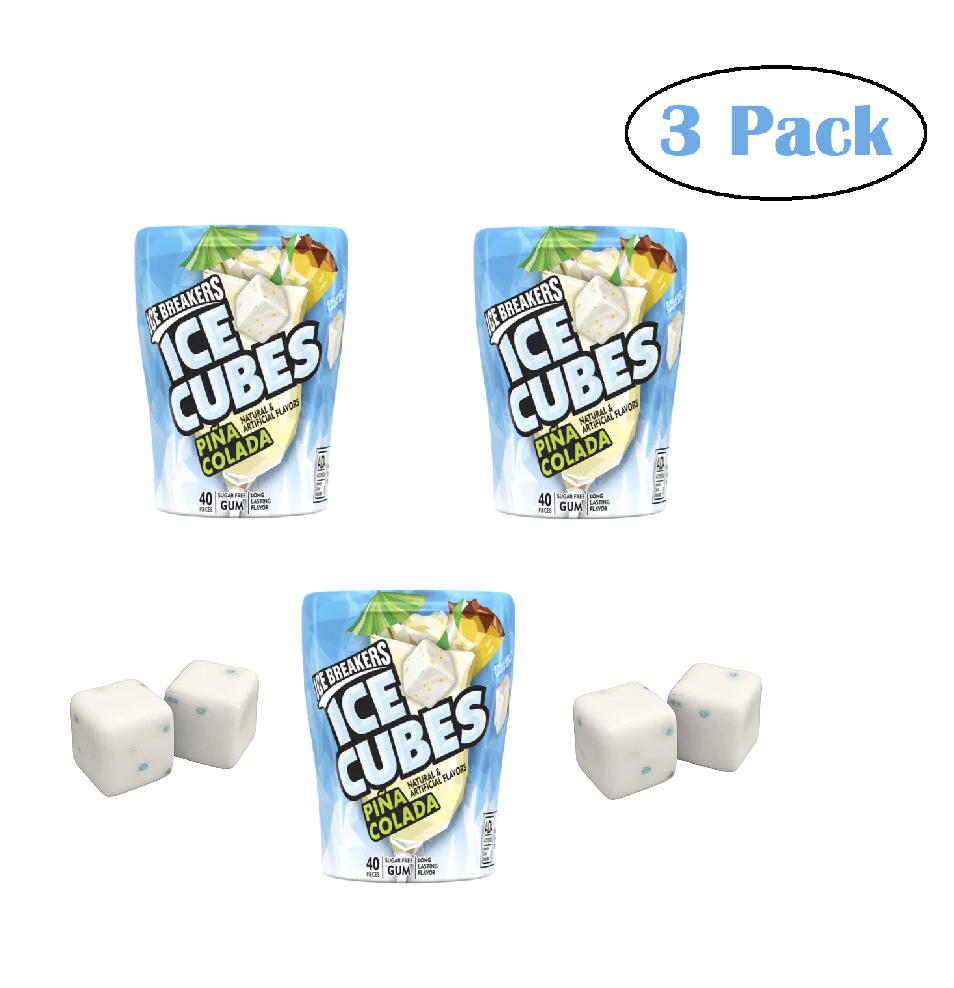 ICE BREAKERS ICE CUBES Piña Colada Sugar Free Gum 40 Piece (3 Pack) LIMITED TIME-image