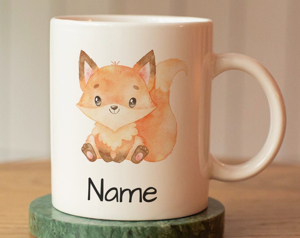 Custom Kids Fox Mug With Name - Ceramic Personalized Gift