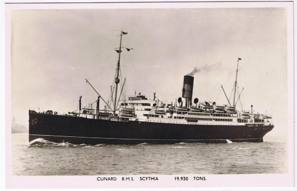 Vintage Postcard RPPC Cunard RMS Scythia White Star Line Ship