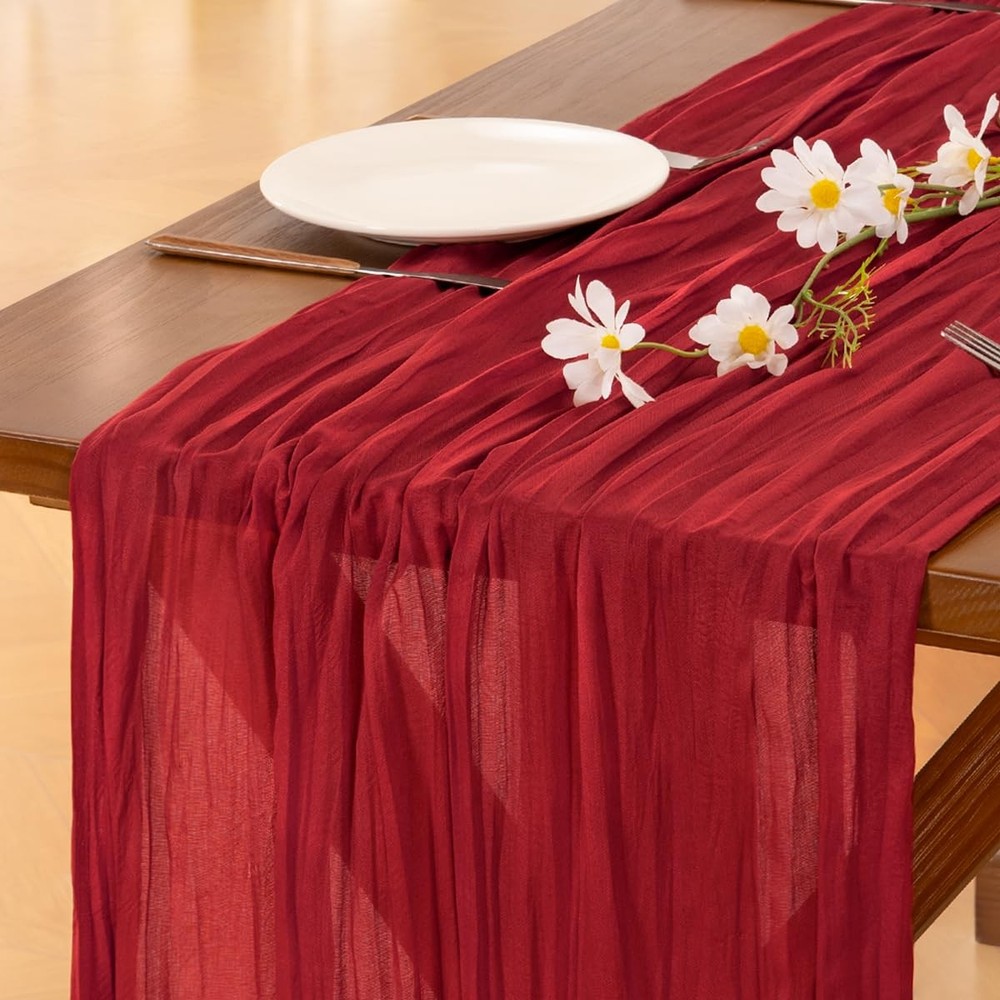 10pcs Red Cheesecloth Table Runner Boho Rustic Gauze 120 inch 10FT Cheese Clo...