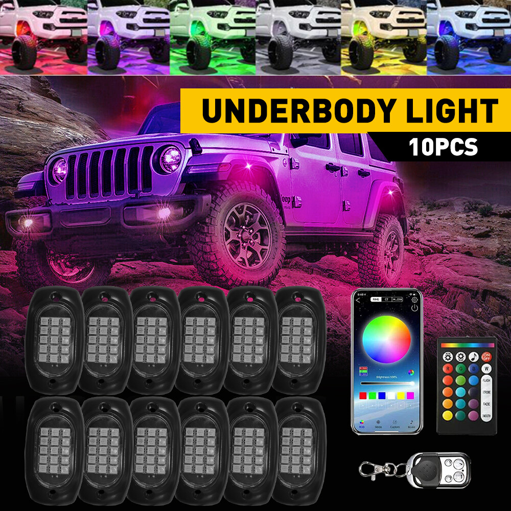 AUXITO 10 Pods RGB LED Rock Light Offroad Underbody Music APP Bluetooth S