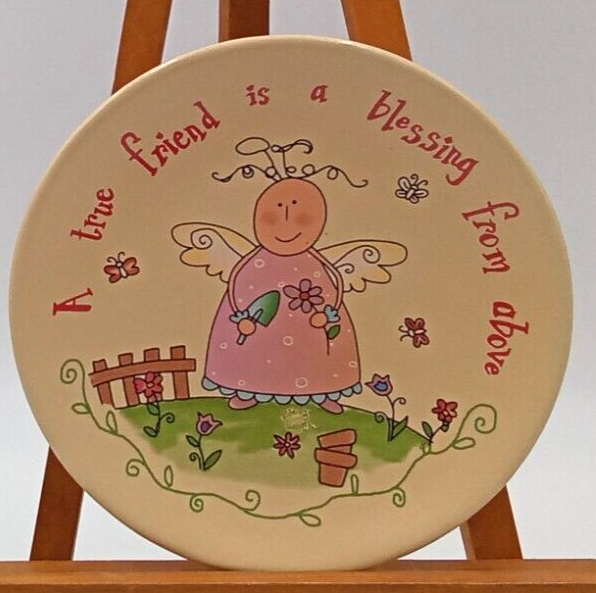 Gantz True Friend Wall Hanging Plate Gardening Floral Angel Yellow Pink Round