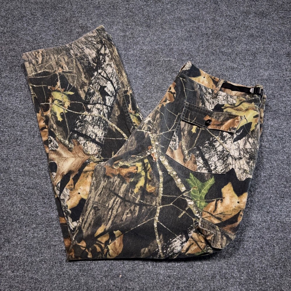 Vintage Mossy Oak Camo Hunting Pants Mens XL Realtree Outdoor Jeans Field Staff