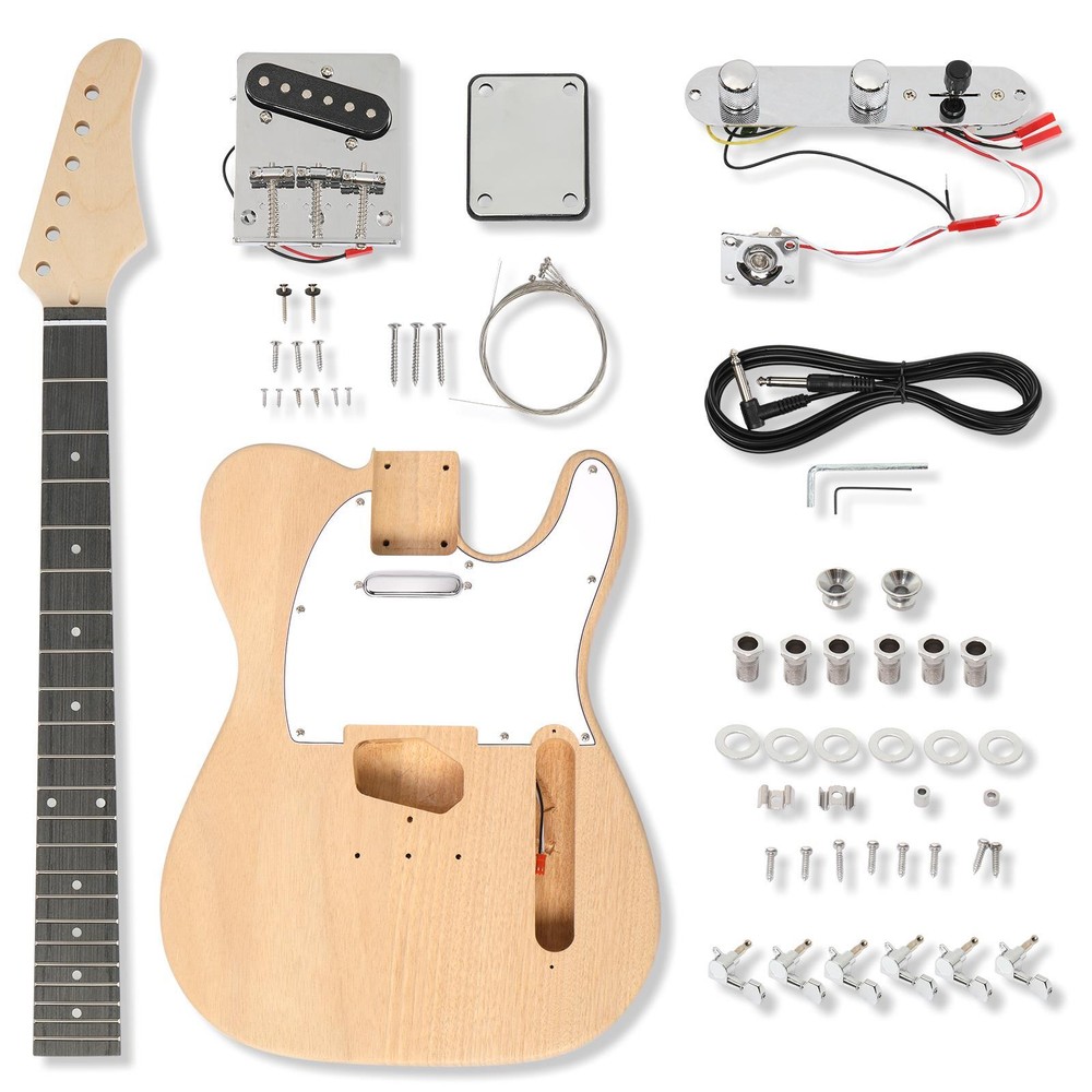 Unfinished DIY TL Electric Guitar Kit Mahogany Body 6 String Maple Neck
