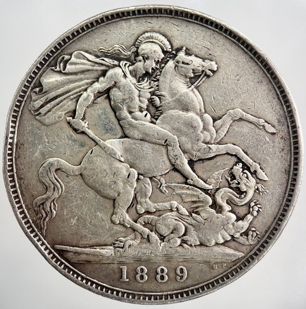 1889 Victoria Half-Crown Silver Coin - Fine Collectible Grade - a1361