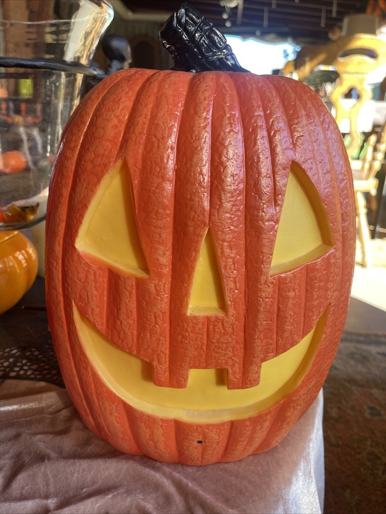 Seasonal Visions Pumpkin Blow Mold Lights Sounds Motion Sensor 14” Tested Works-image