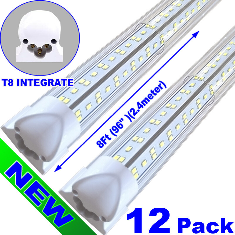 LED Shop Lights Fixture Tube Strip Ceiling Lights 8ft For Garage Workshop 12PACK