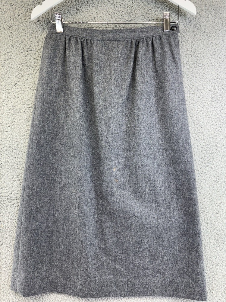 Vintage Pendleton Gray Pencil Skirt 100% Virgin Wool Women's Size 8 Made POG