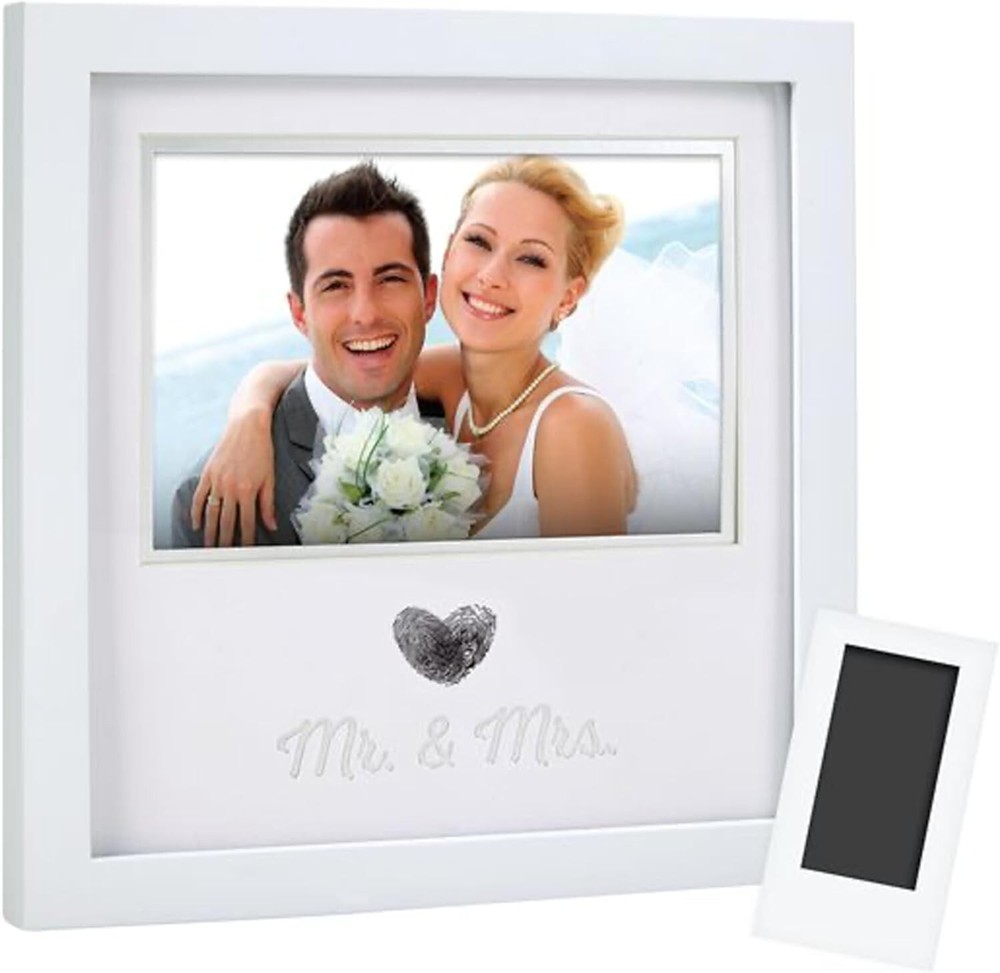 Heart Thumbprint Photo Frame and Ink Kit, Wedding Keepsake Registry or Reception