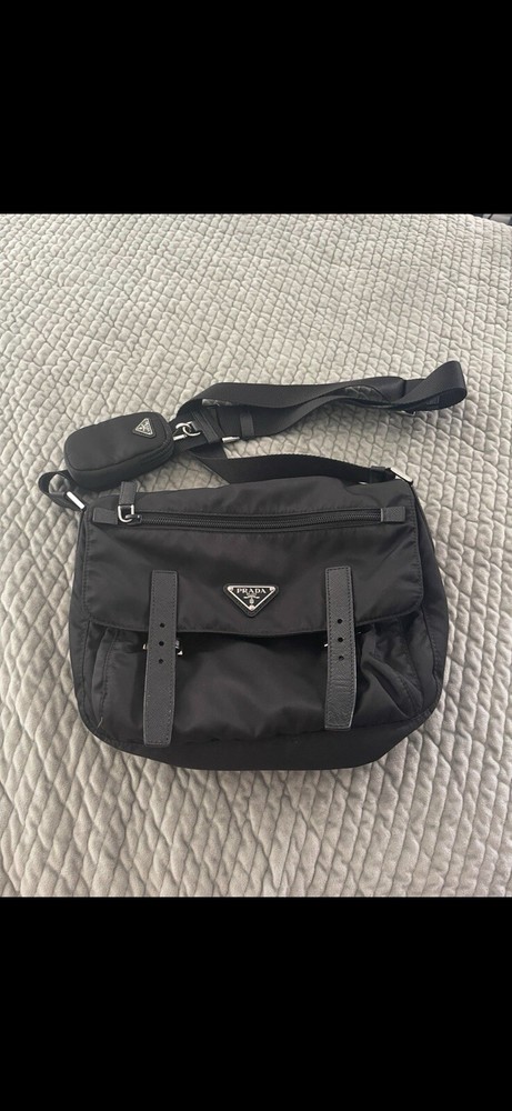 Prada Blue Nylon Messenger Bag for Men Stylish and Durable