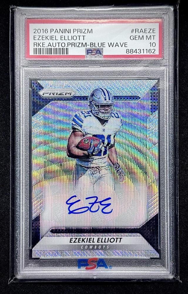 2016 Panini Blue Wave Prizm Ezekiel Elliott Rookie Auto PSA 10 Gem Mint #/149 💎
