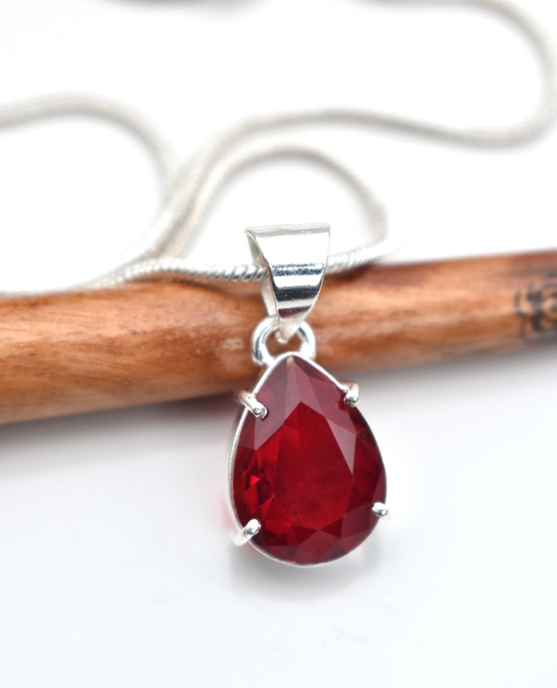 Mozambique Garnet  925 Sterling Silver Gemstone Handmade Gift Women Necklace-18